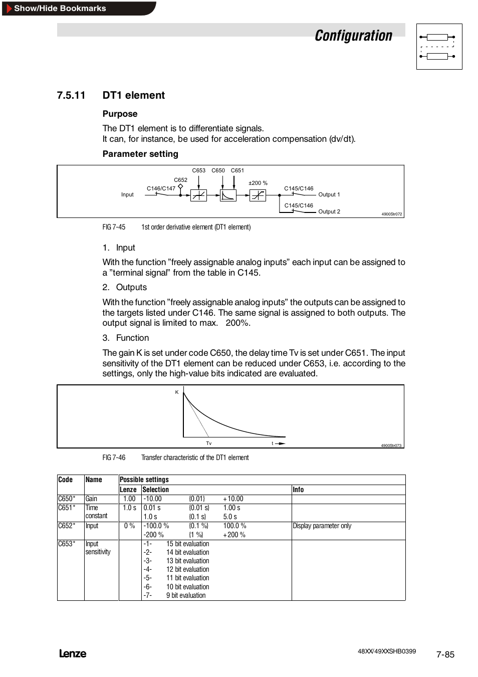 11 dt1 element, Configuration | Lenze EDS4900U-REG User Manual | Page 176 / 342