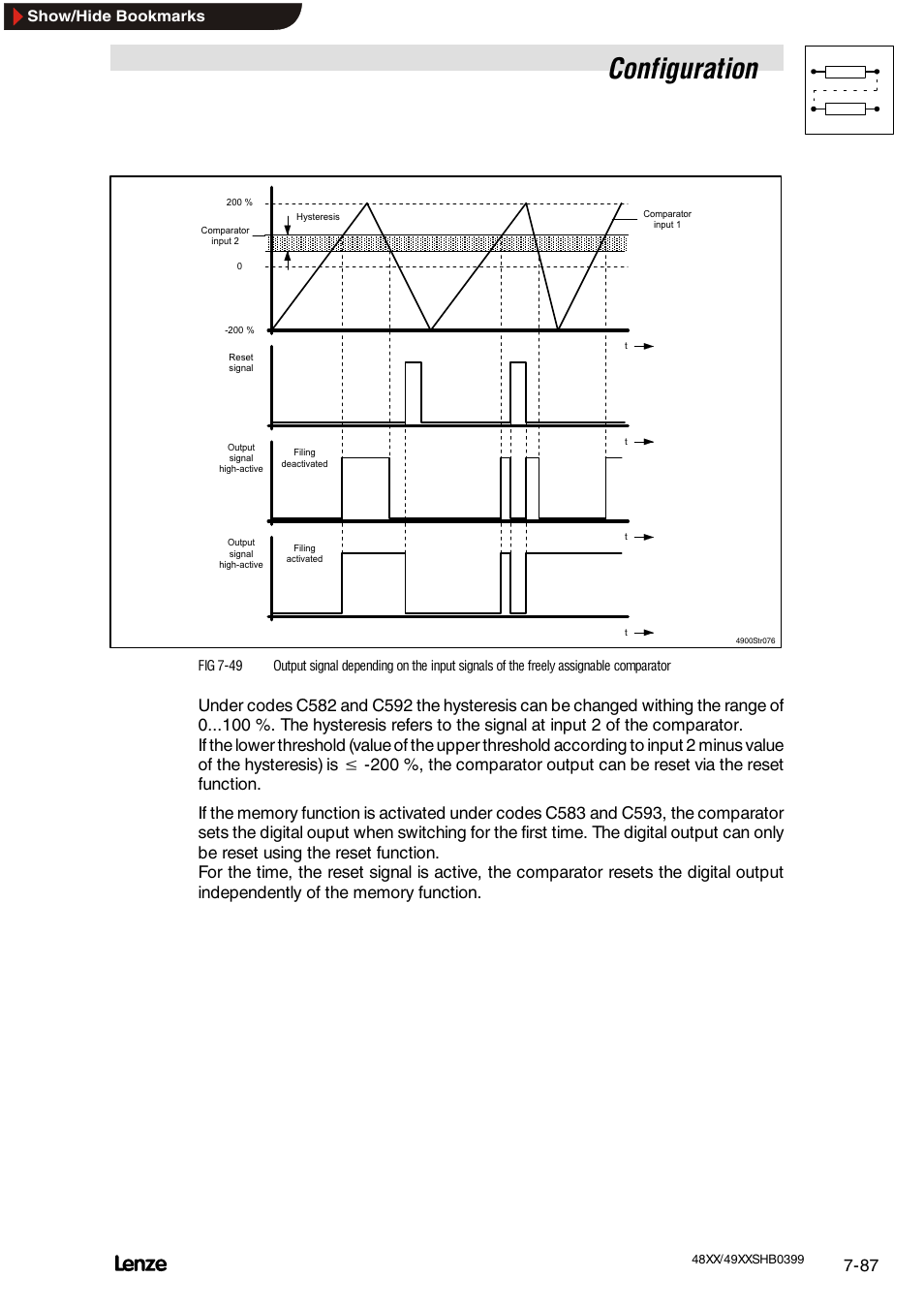 S-shaped ramp function generator characteristic, Actual speed filter, Configuration | Show/hide bookmarks | Lenze EDS4900U-REG User Manual | Page 178 / 342