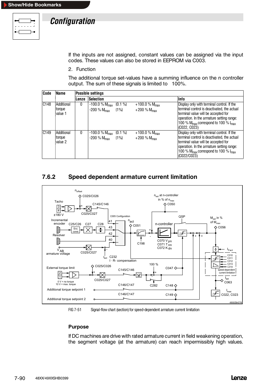 2 speed dependent armature current limitation, Monitoring, Change of the monitoring functions | Configuration, Show/hide bookmarks | Lenze EDS4900U-REG User Manual | Page 181 / 342