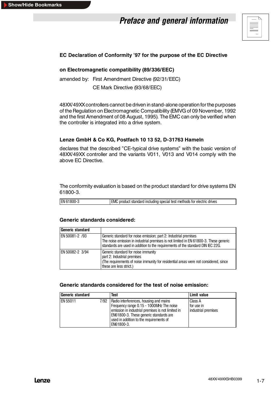 Preface and general information | Lenze EDS4900U-REG User Manual | Page 19 / 342