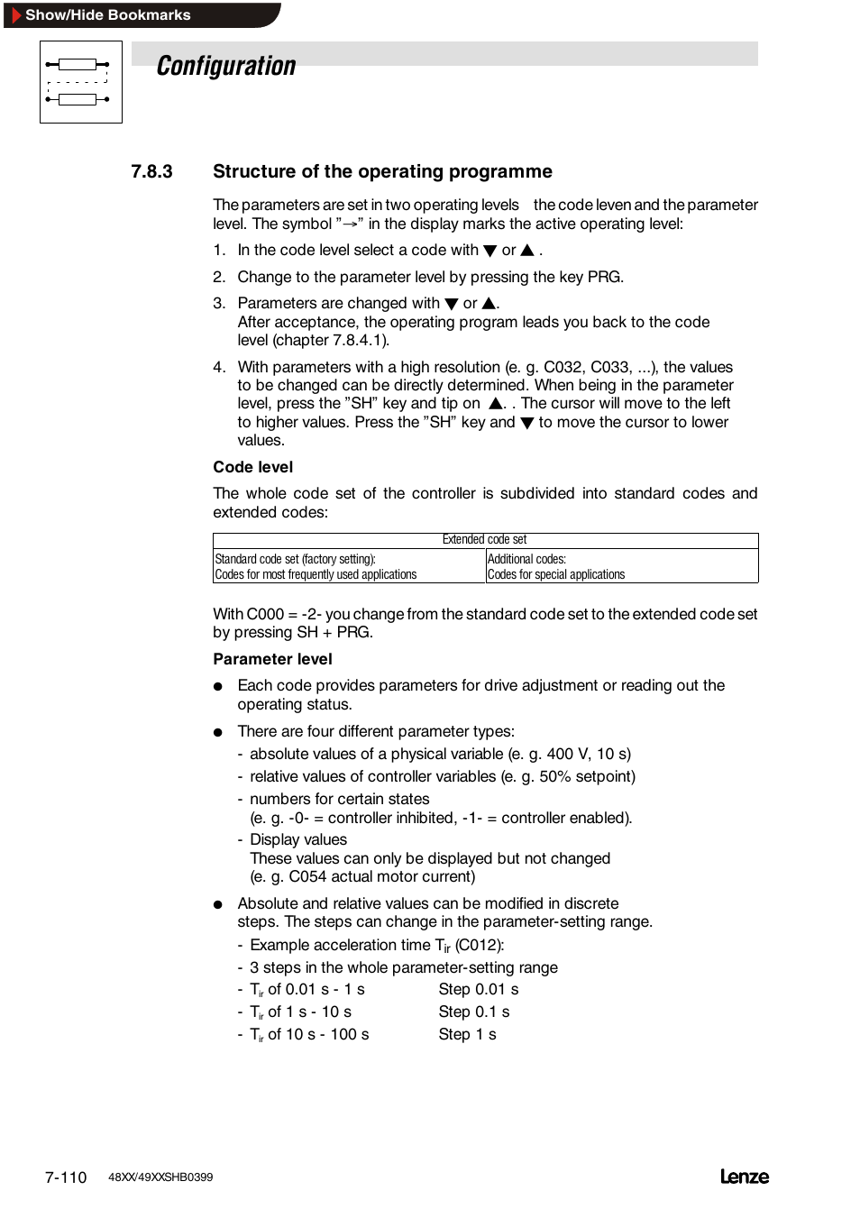 3 structure of the operating programme, Configuration | Lenze EDS4900U-REG User Manual | Page 201 / 342