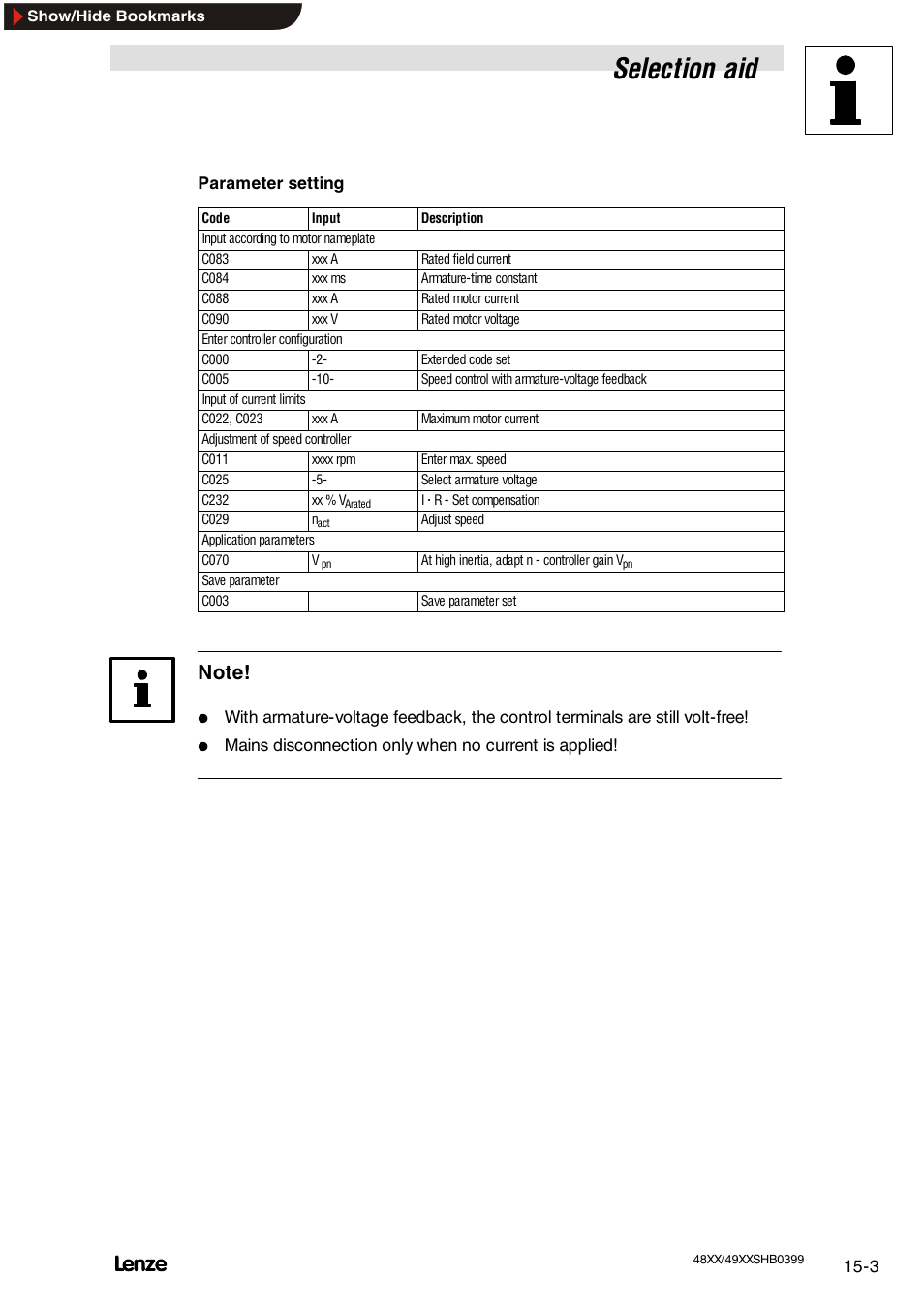 Selection aid | Lenze EDS4900U-REG User Manual | Page 295 / 342