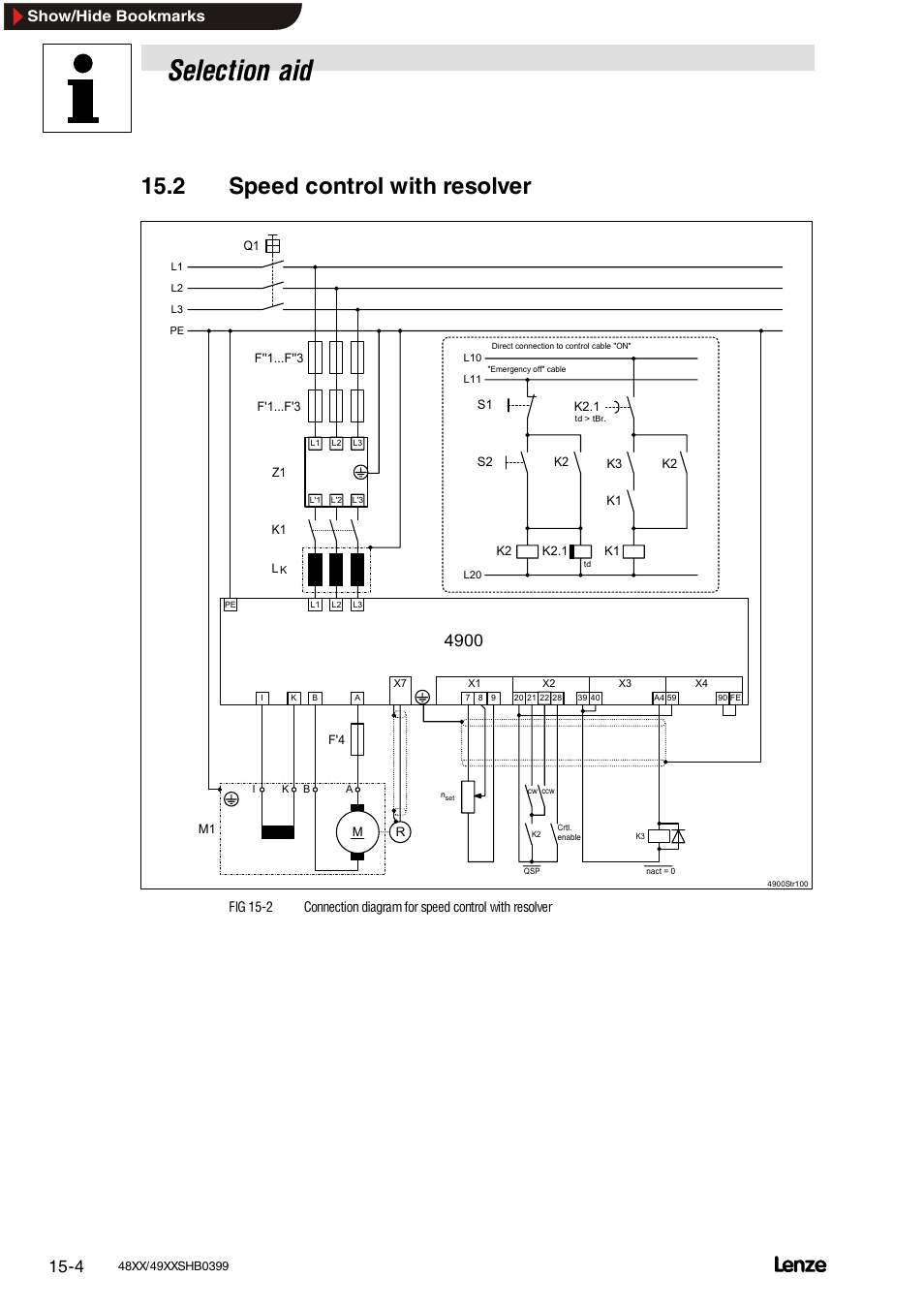 2 speed control with resolver, Speed control with resolver, Selection aid | Show/hide bookmarks | Lenze EDS4900U-REG User Manual | Page 296 / 342