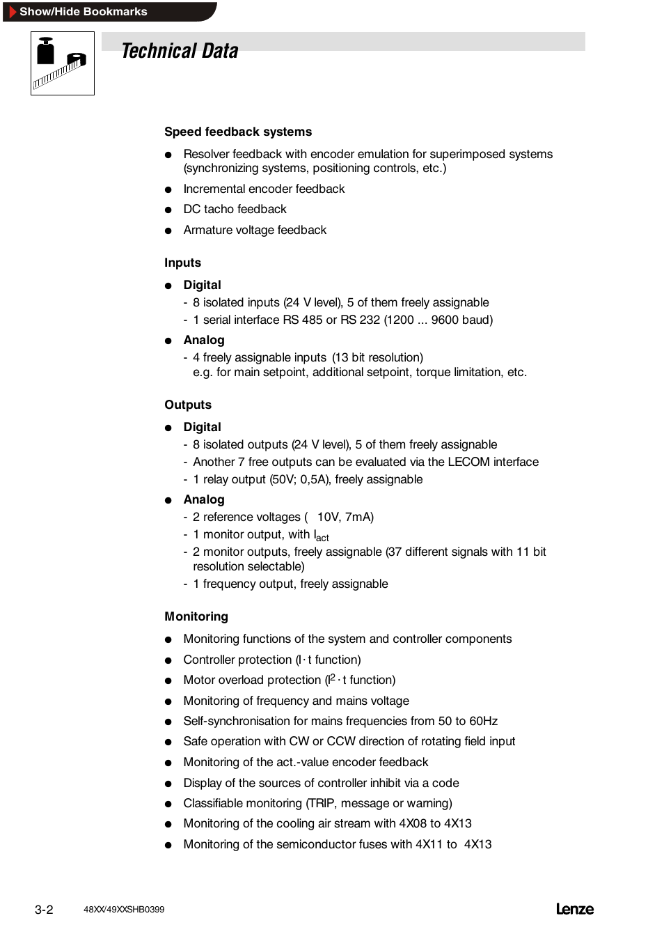 Technical data | Lenze EDS4900U-REG User Manual | Page 30 / 342