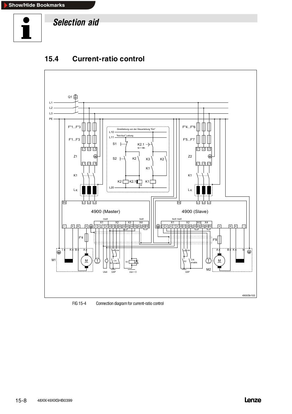 4 current-ratio control, Current-ratio control, Selection aid | Show/hide bookmarks | Lenze EDS4900U-REG User Manual | Page 300 / 342