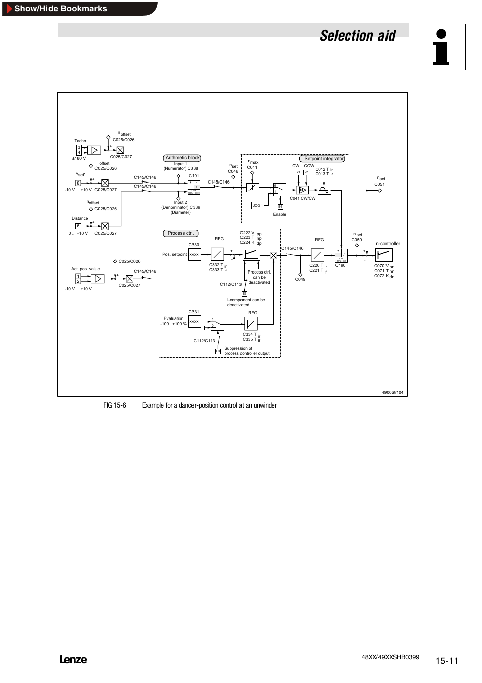 Selection aid, Show/hide bookmarks | Lenze EDS4900U-REG User Manual | Page 303 / 342