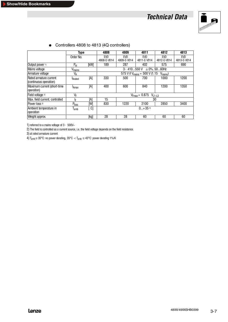 Technical data | Lenze EDS4900U-REG User Manual | Page 35 / 342