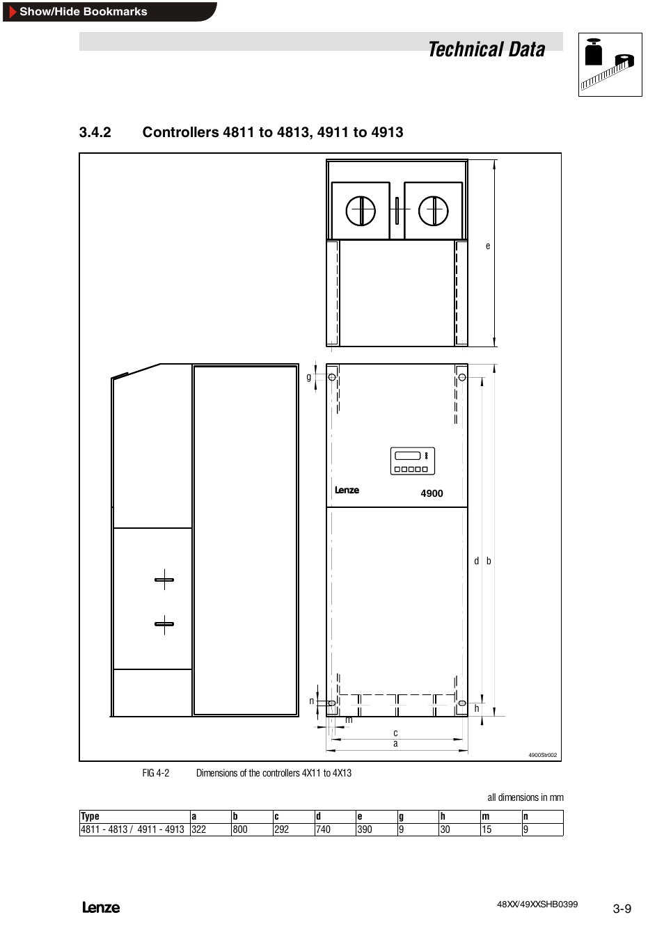 2 controllers 4811 to 4813, 4911 to 4913, Controllers 4811 to 4813, 4911 to 4913, Technical data | Lenze EDS4900U-REG User Manual | Page 37 / 342
