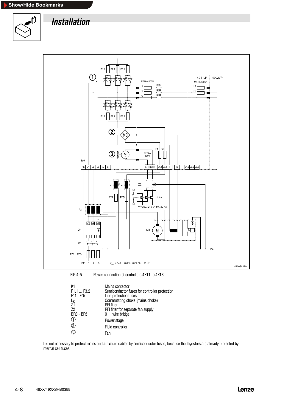 Installation, Show/hide bookmarks, Power stage | Field controller | Lenze EDS4900U-REG User Manual | Page 46 / 342