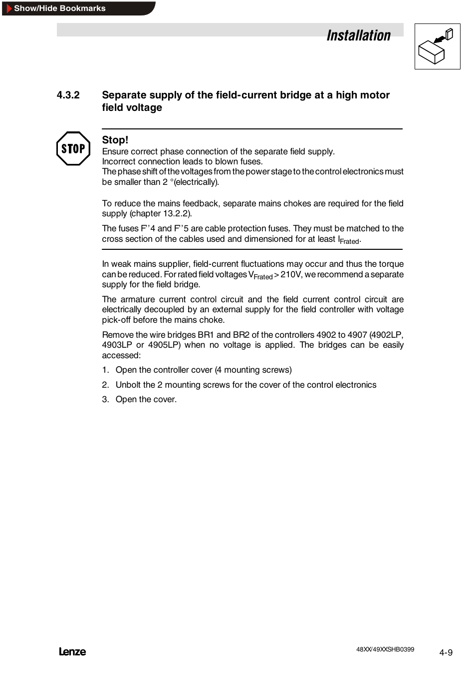 Installation | Lenze EDS4900U-REG User Manual | Page 47 / 342
