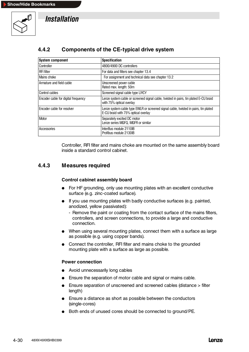 2 components of the ce-typical drive system, 3 measures required, Installation | Lenze EDS4900U-REG User Manual | Page 68 / 342