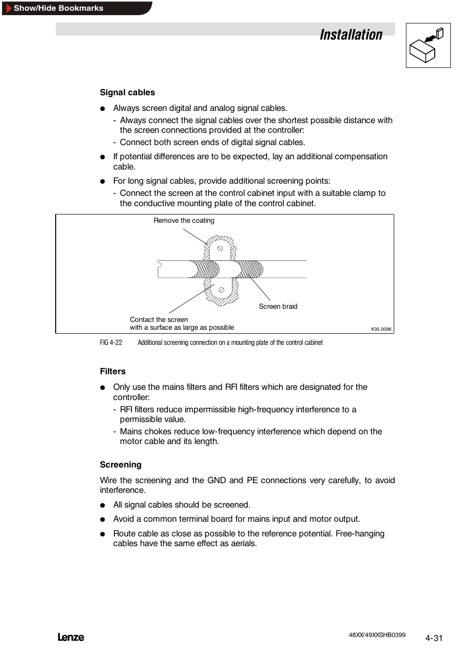 Installation | Lenze EDS4900U-REG User Manual | Page 69 / 342
