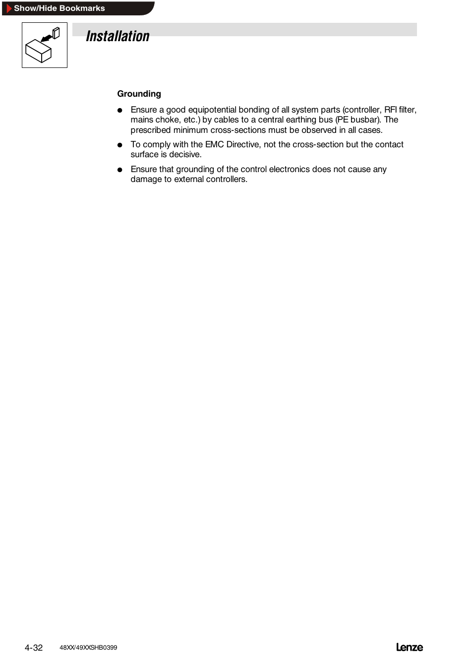 Installation | Lenze EDS4900U-REG User Manual | Page 70 / 342