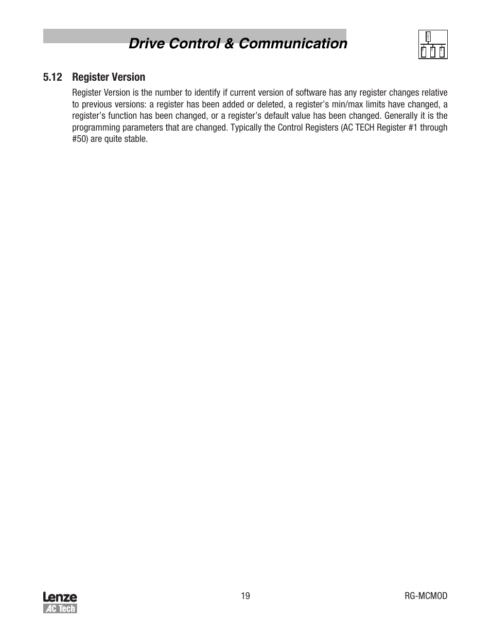 Drive control & communication | Lenze MC Series Drives Modbus Communications User Manual | Page 23 / 35