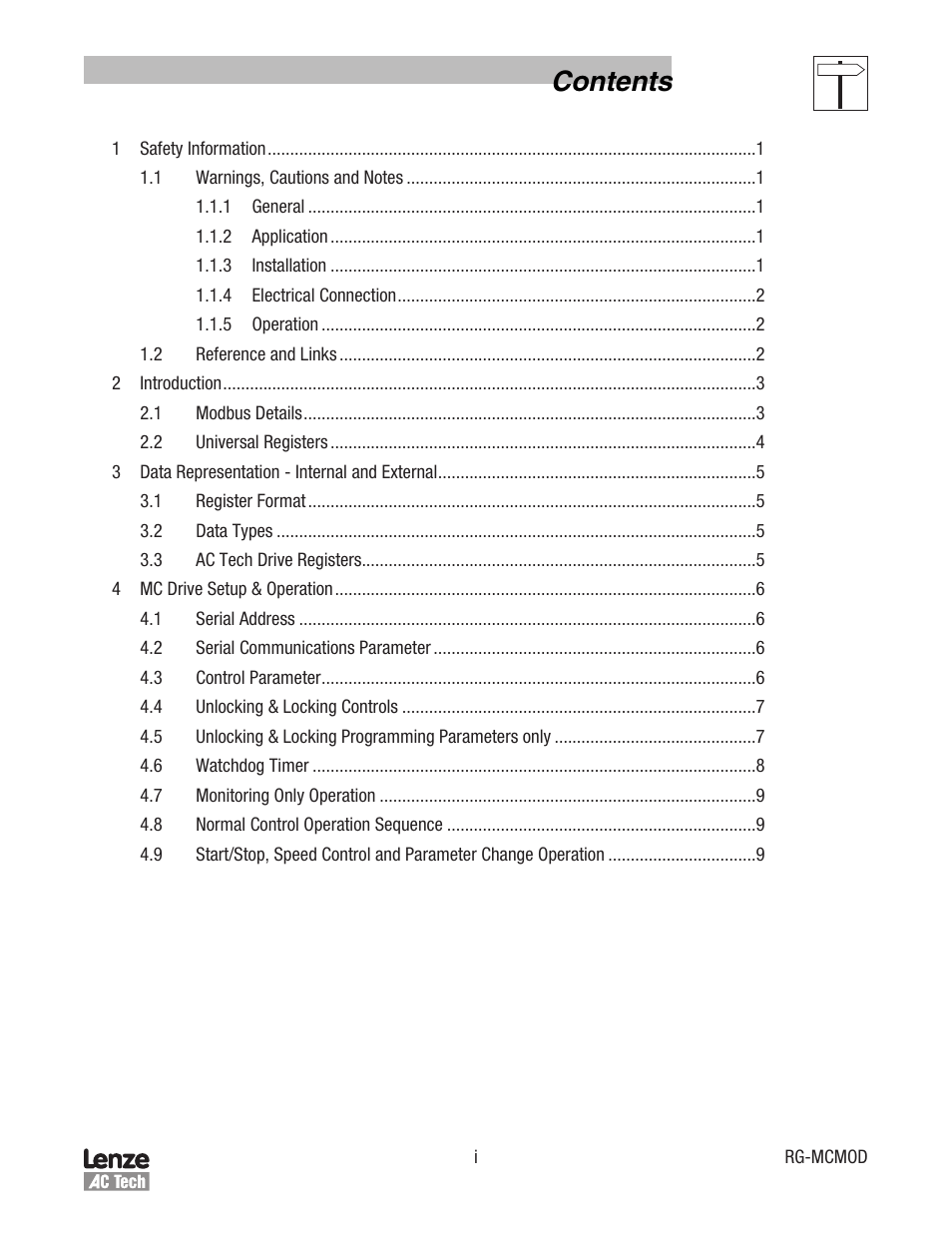 Lenze MC Series Drives Modbus Communications User Manual | Page 3 / 35