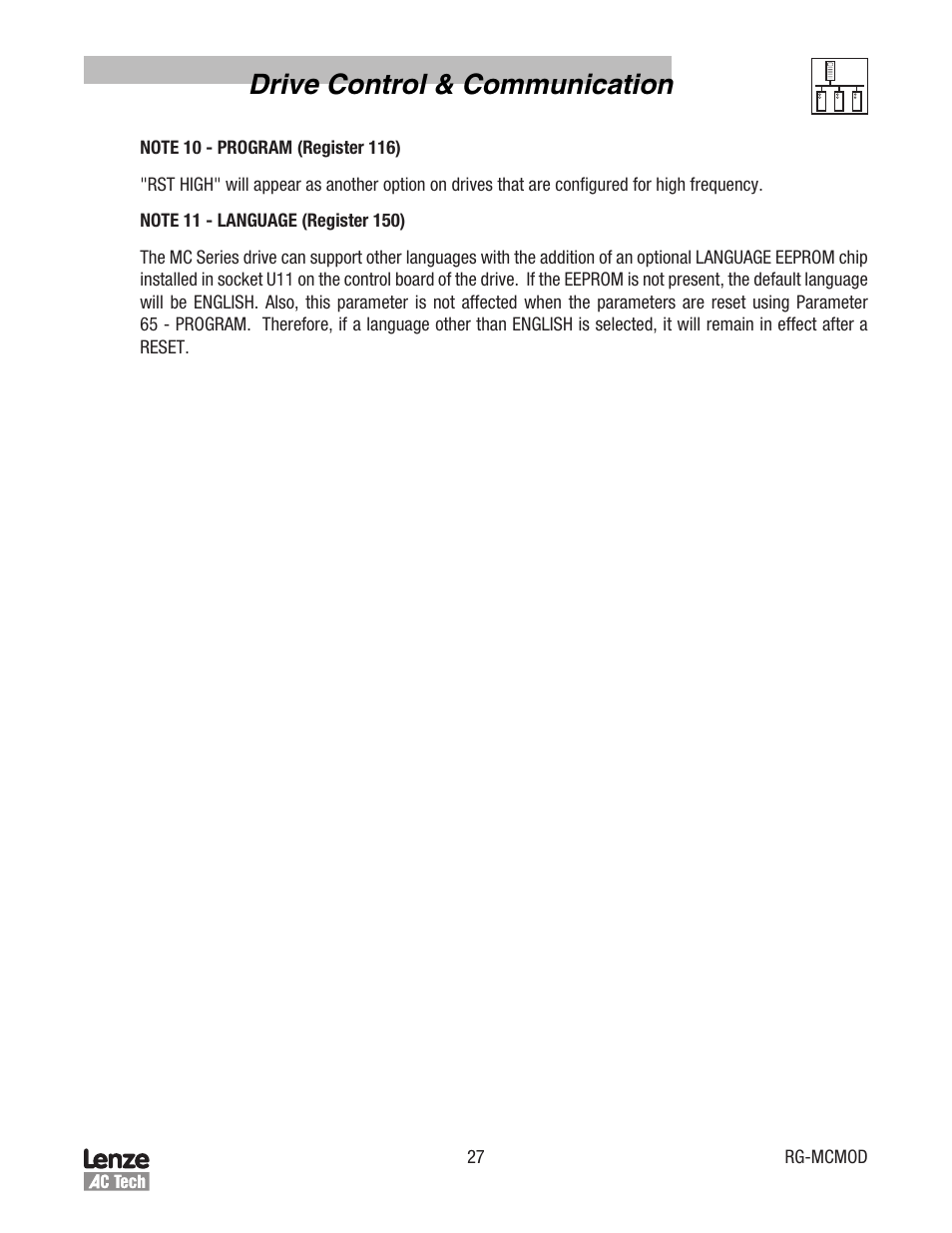 Drive control & communication | Lenze MC Series Drives Modbus Communications User Manual | Page 31 / 35