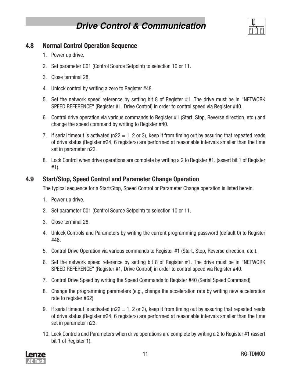 Drive control & communication | Lenze Tmd Series Drives Modbus Communications User Manual | Page 15 / 34
