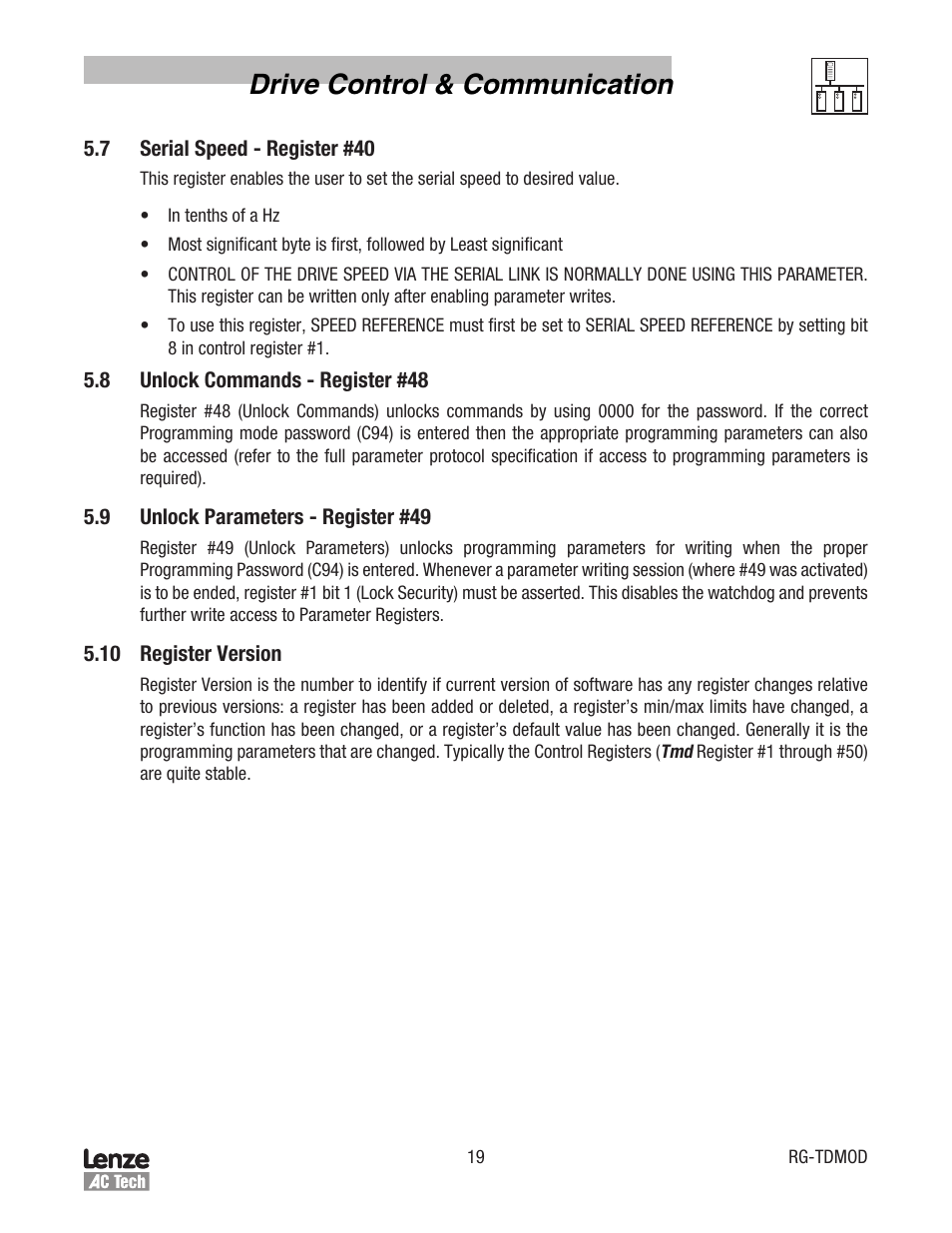 Drive control & communication | Lenze Tmd Series Drives Modbus Communications User Manual | Page 23 / 34