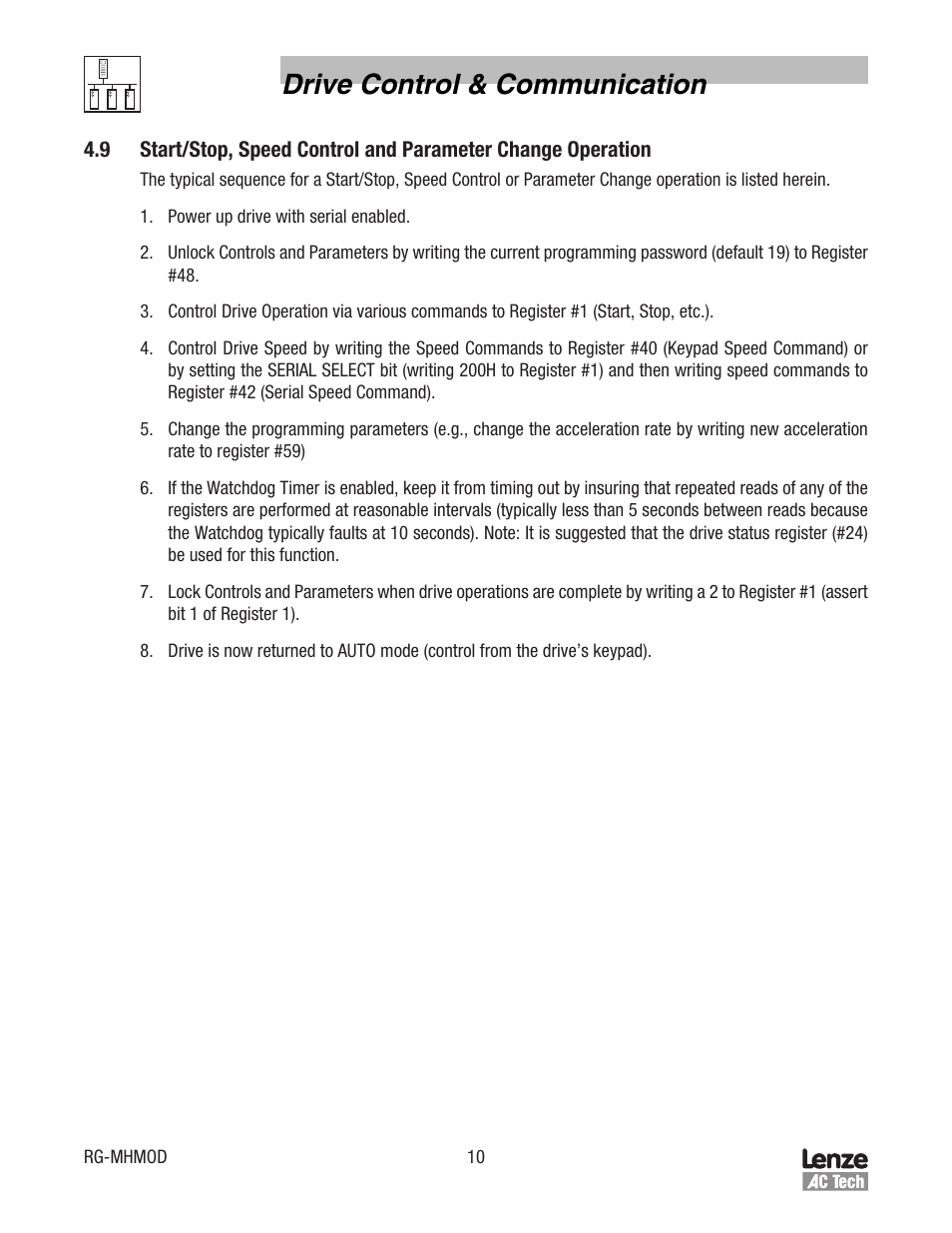 Drive control & communication | Lenze MCH Series Drives Modbus Communications User Manual | Page 14 / 33