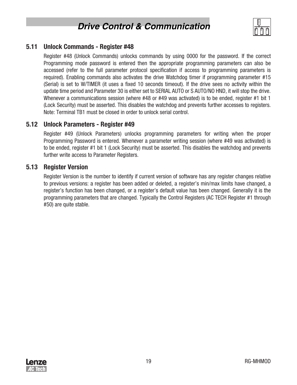 Drive control & communication | Lenze MCH Series Drives Modbus Communications User Manual | Page 23 / 33