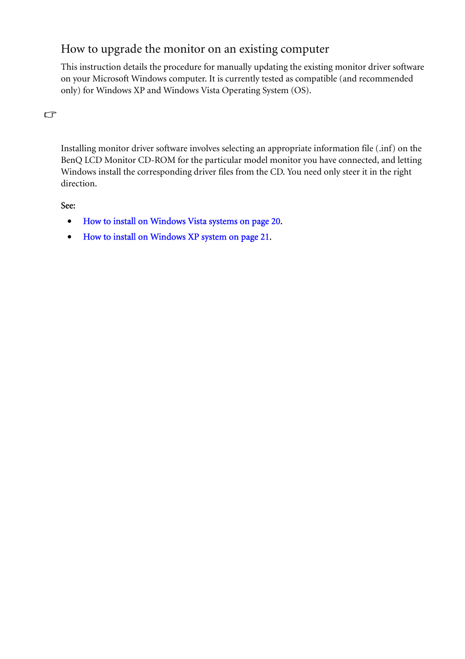 How to upgrade the monitor on an existing computer | BenQ FP241WZ User Manual | Page 19 / 47