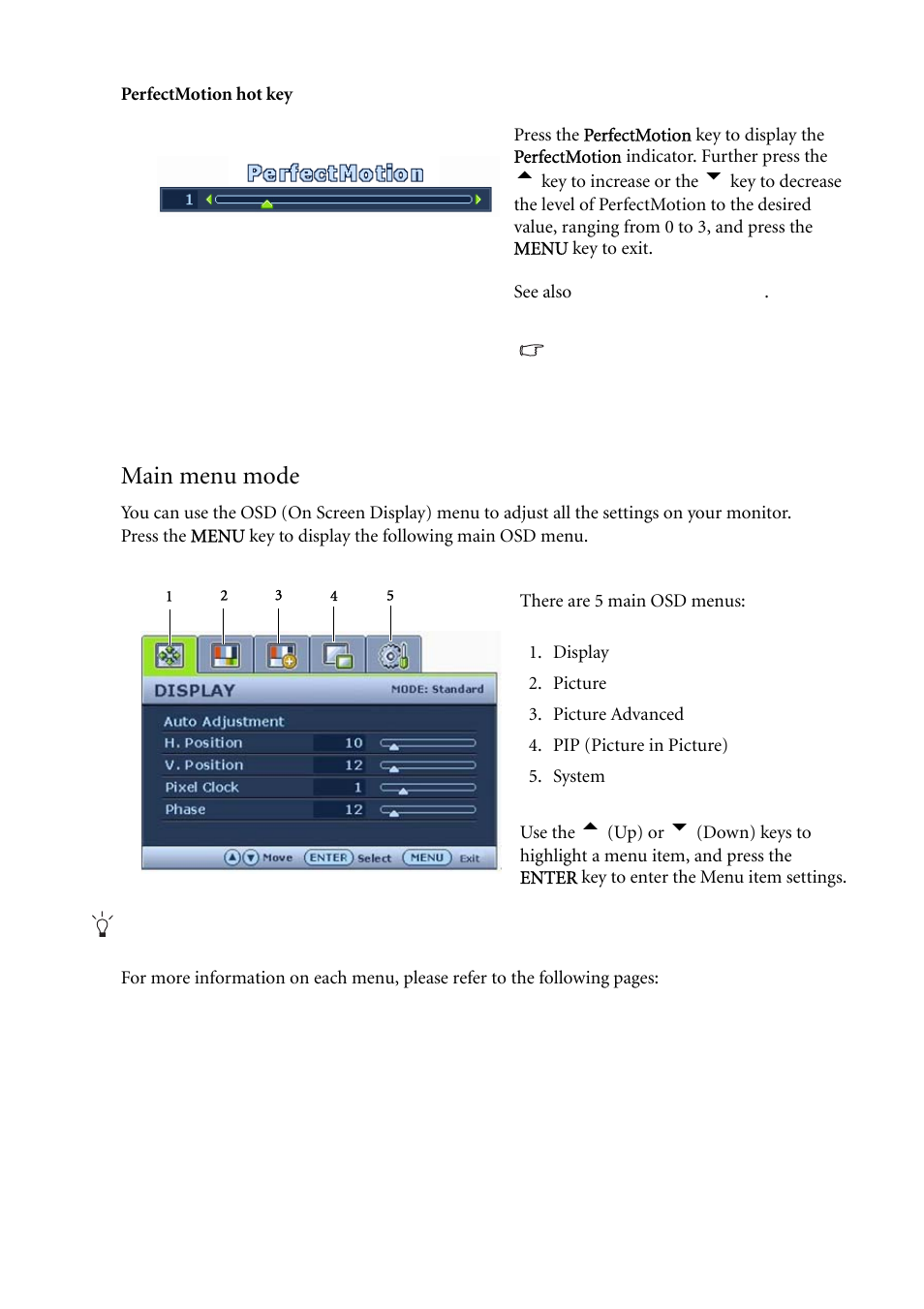 Main menu mode | BenQ FP241WZ User Manual | Page 31 / 47