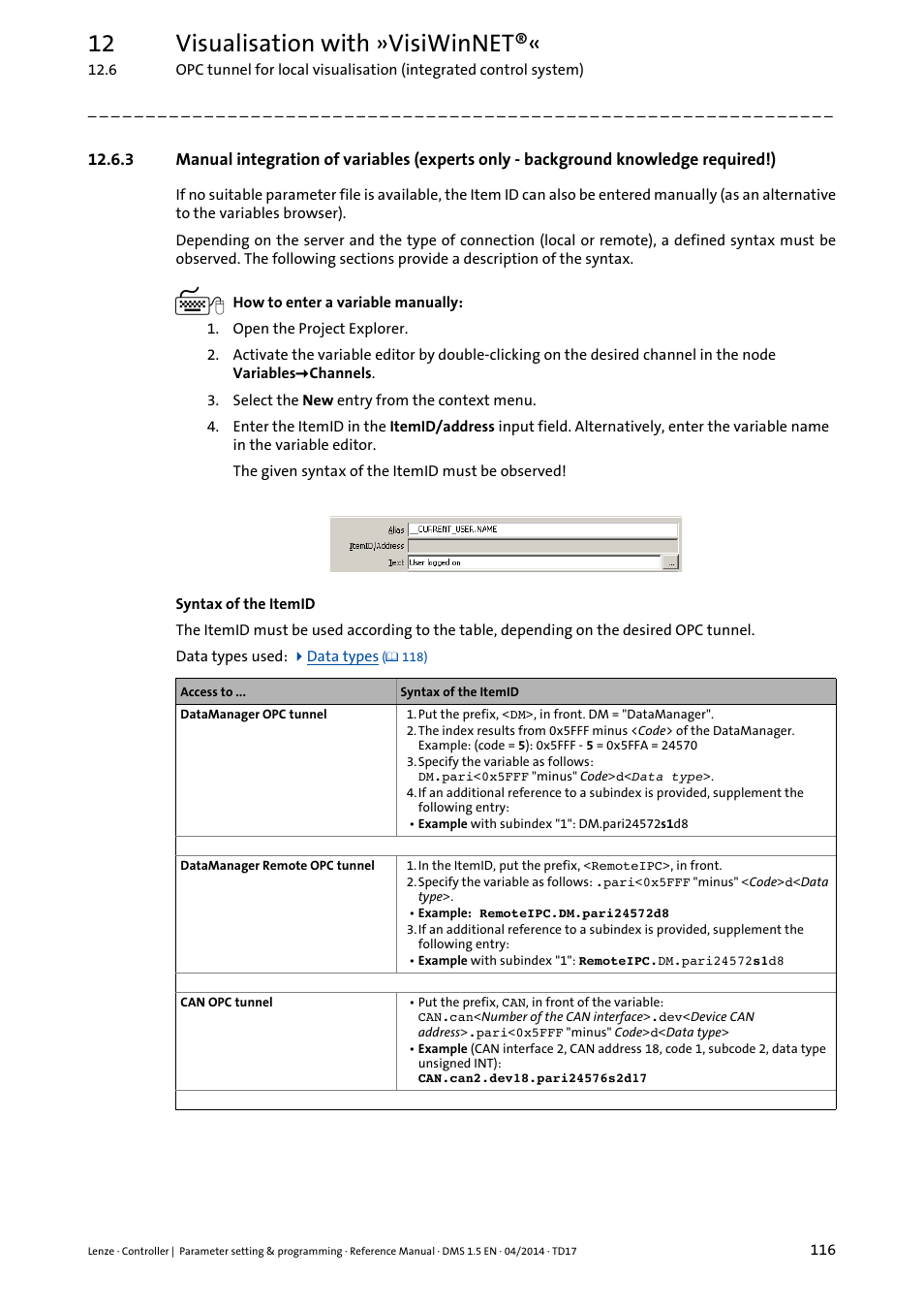 Required!) ( 116), 12 visualisation with »visiwinnet | Lenze c300 User Manual | Page 116 / 195