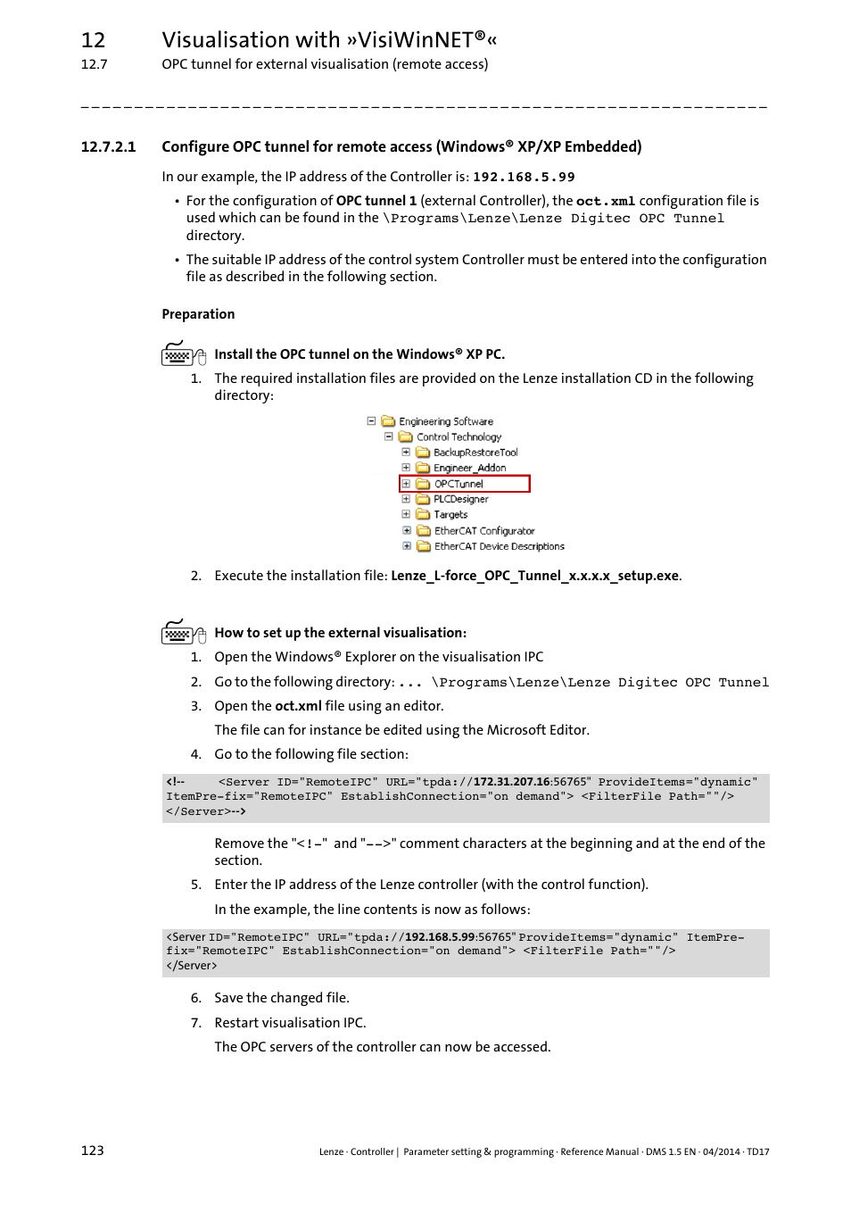 12 visualisation with »visiwinnet | Lenze c300 User Manual | Page 123 / 195