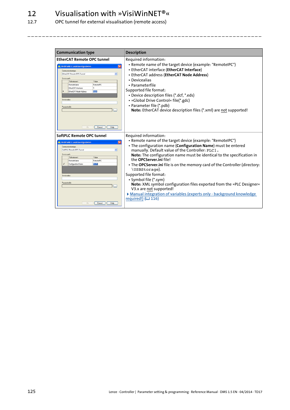 12 visualisation with »visiwinnet | Lenze c300 User Manual | Page 125 / 195