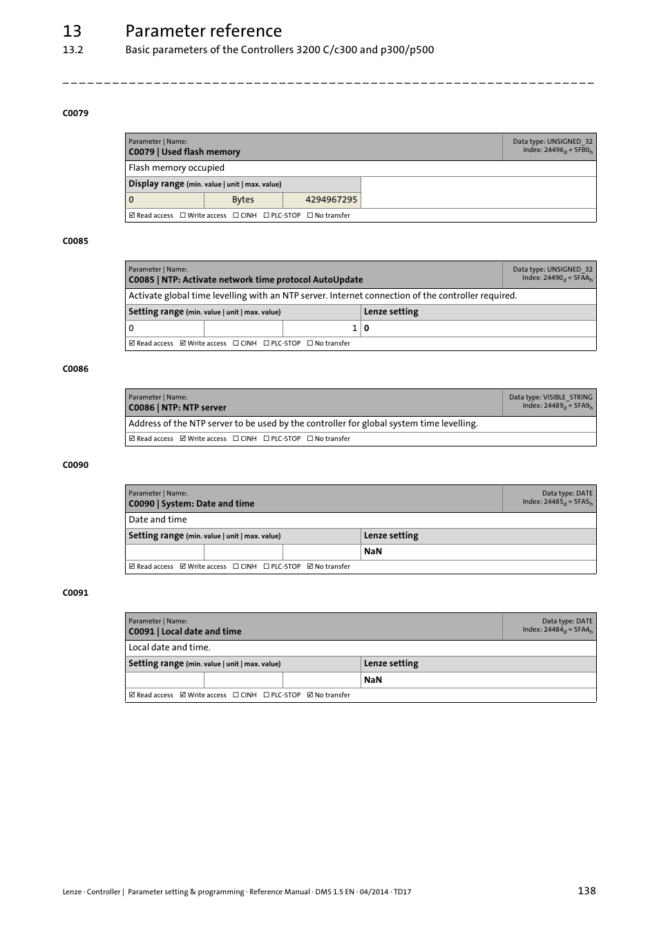 13 parameter reference | Lenze c300 User Manual | Page 138 / 195