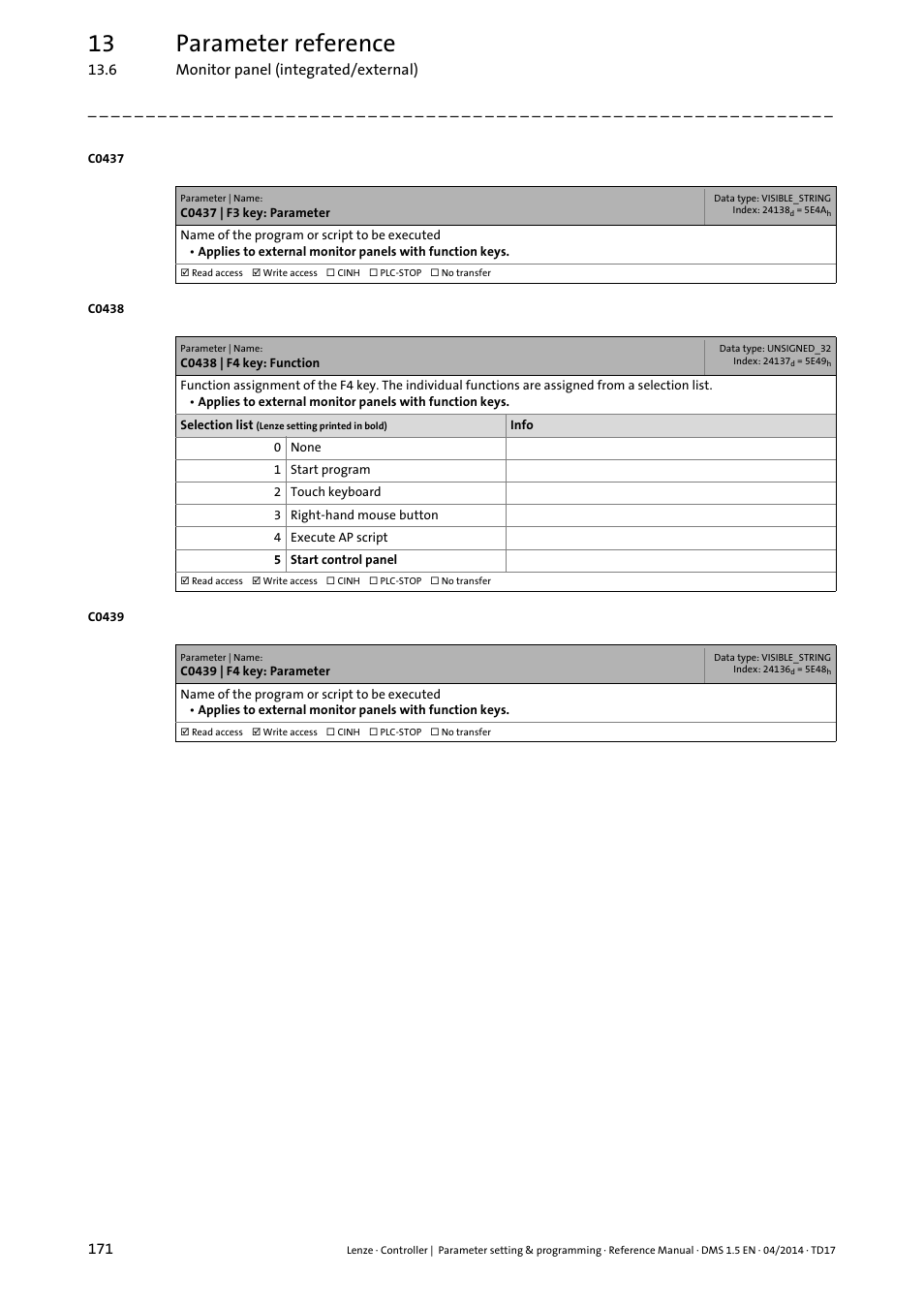 13 parameter reference | Lenze c300 User Manual | Page 171 / 195