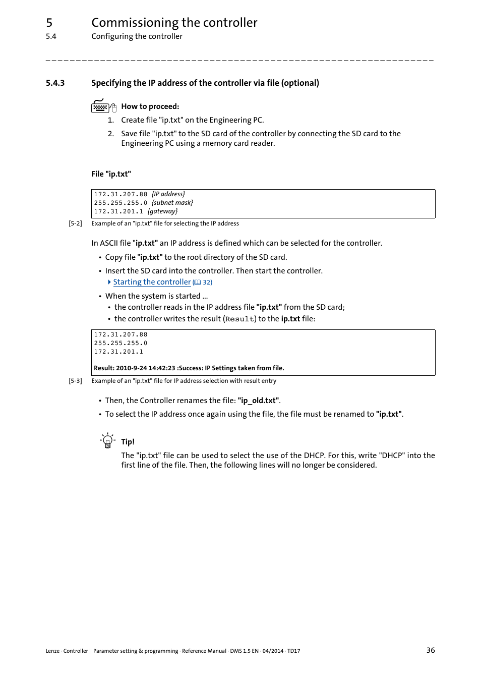 5commissioning the controller | Lenze c300 User Manual | Page 36 / 195