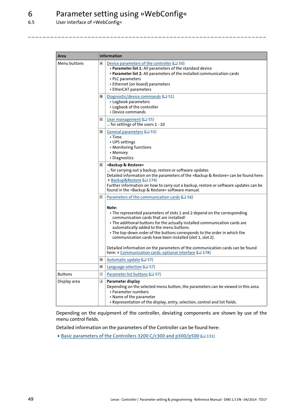 6parameter setting using »webconfig | Lenze c300 User Manual | Page 49 / 195