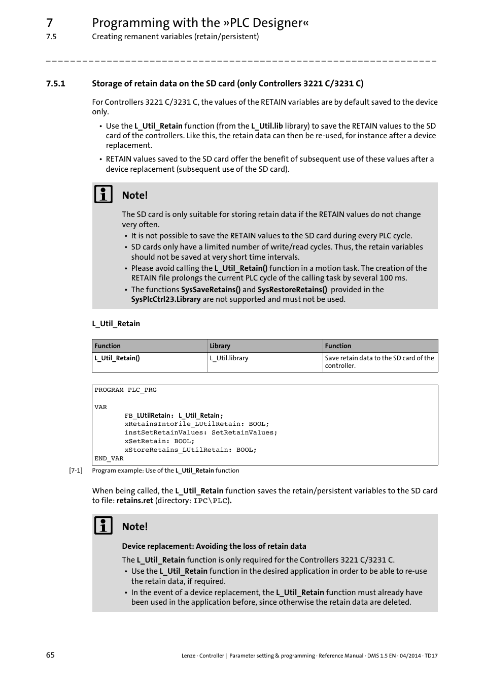 7programming with the »plc designer | Lenze c300 User Manual | Page 65 / 195