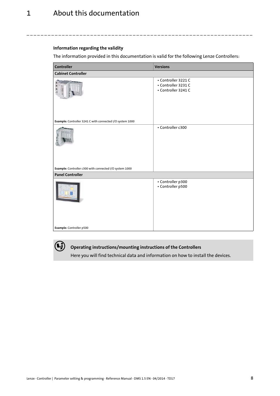 1about this documentation | Lenze c300 User Manual | Page 8 / 195