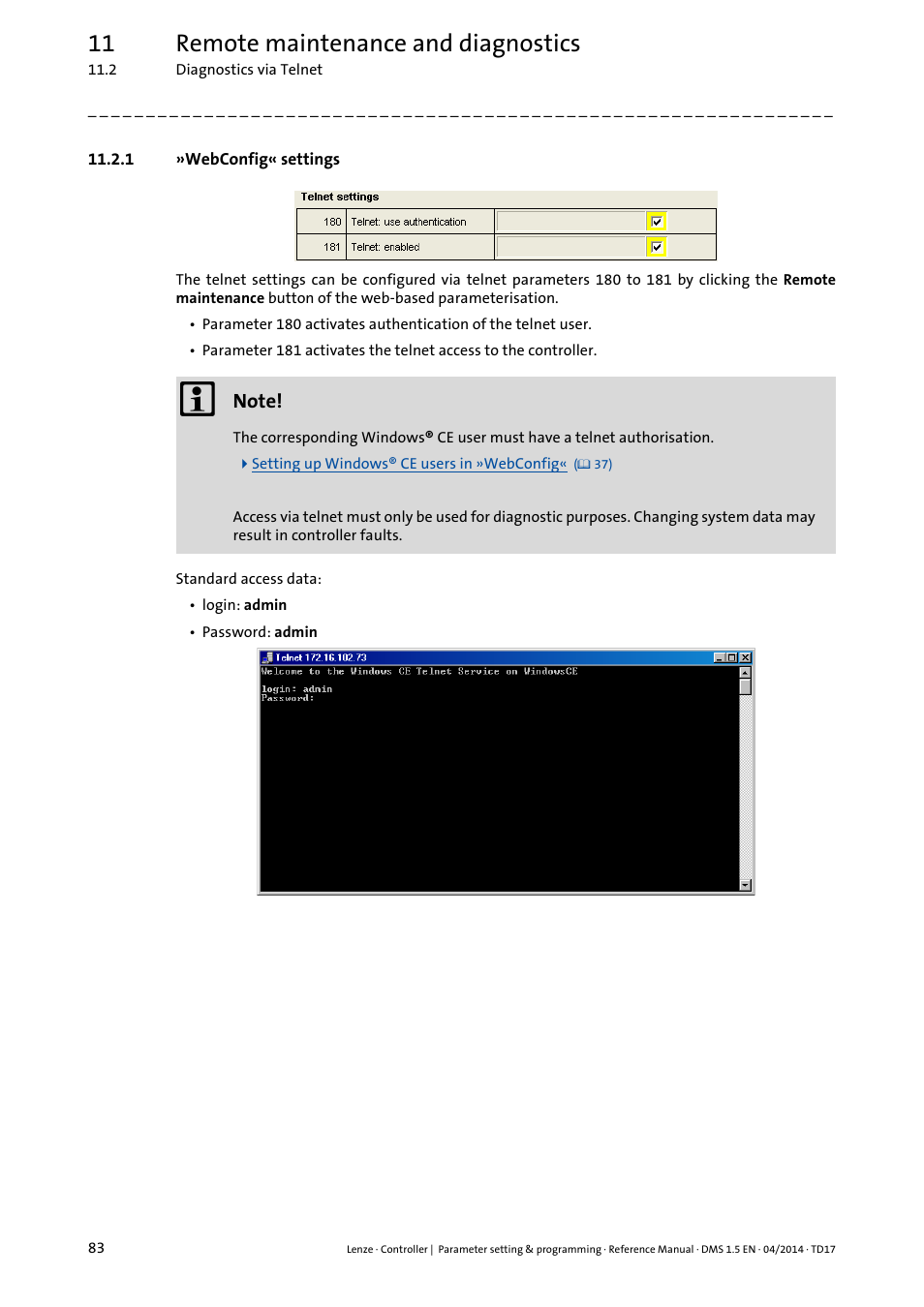 1 »webconfig« settings, 11 remote maintenance and diagnostics | Lenze c300 User Manual | Page 83 / 195