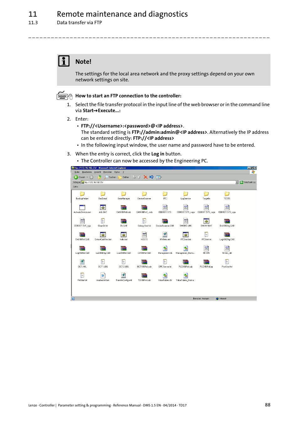 11 remote maintenance and diagnostics | Lenze c300 User Manual | Page 88 / 195