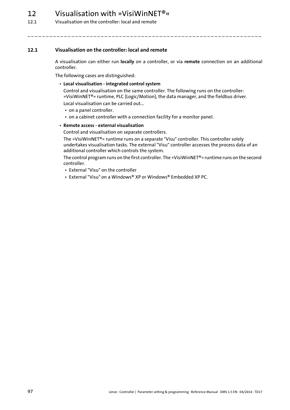 12 visualisation with »visiwinnet | Lenze c300 User Manual | Page 97 / 195