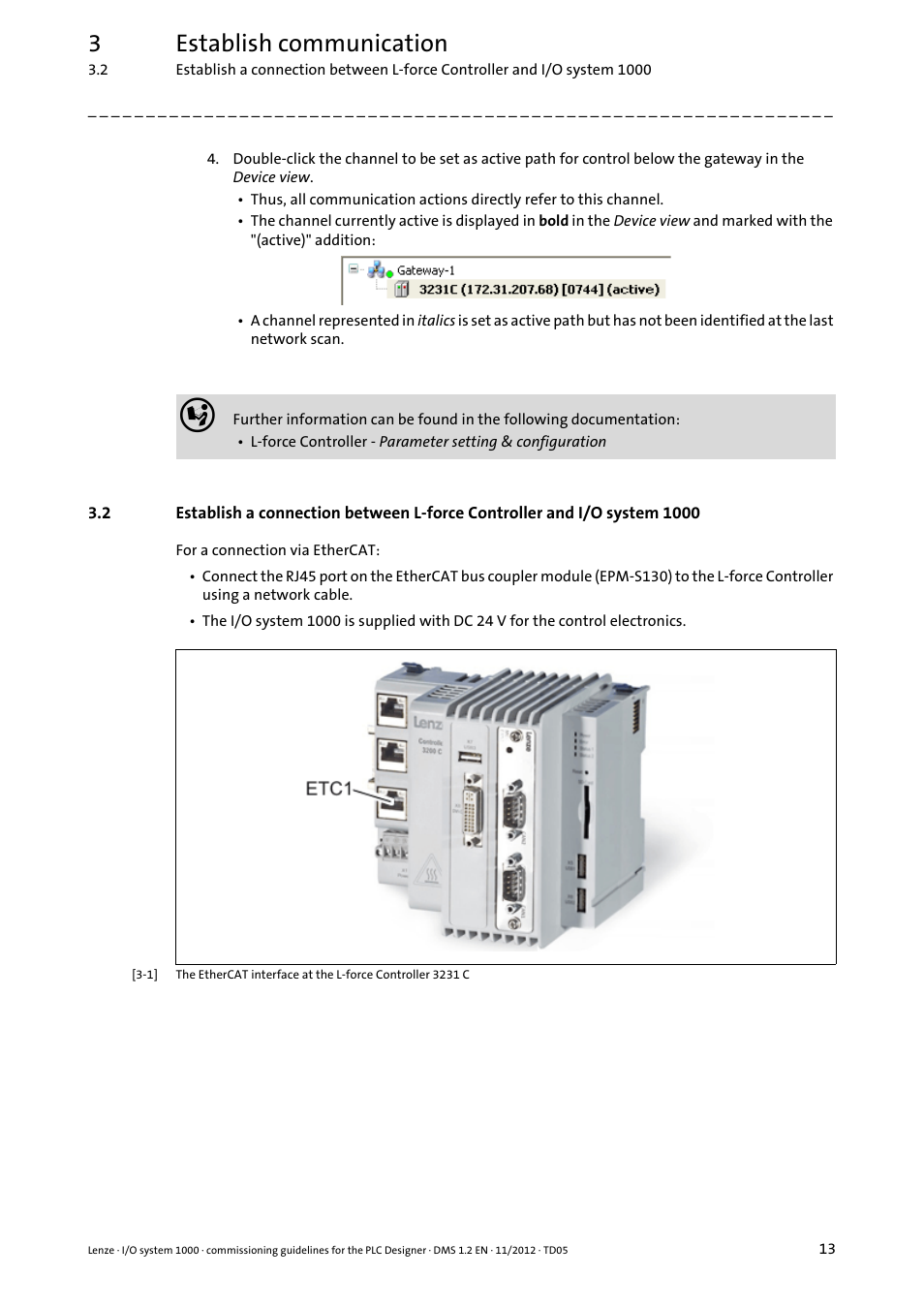 3establish communication | Lenze I/O system 1000 User Manual | Page 13 / 44