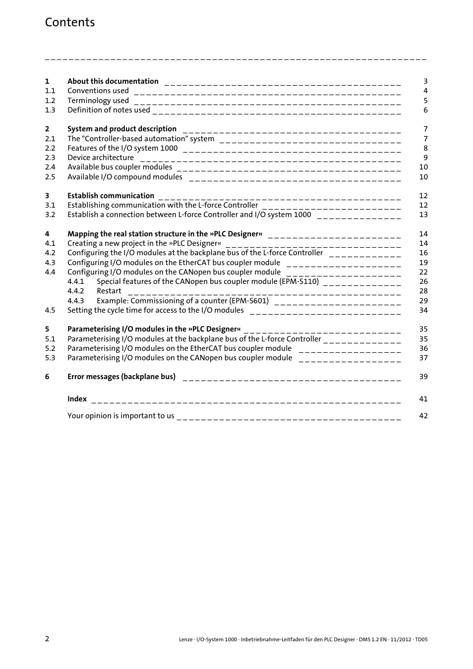 Lenze I/O system 1000 User Manual | Page 2 / 44
