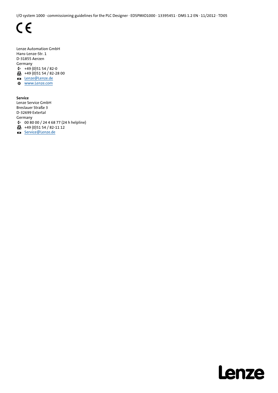Lenze I/O system 1000 User Manual | Page 44 / 44