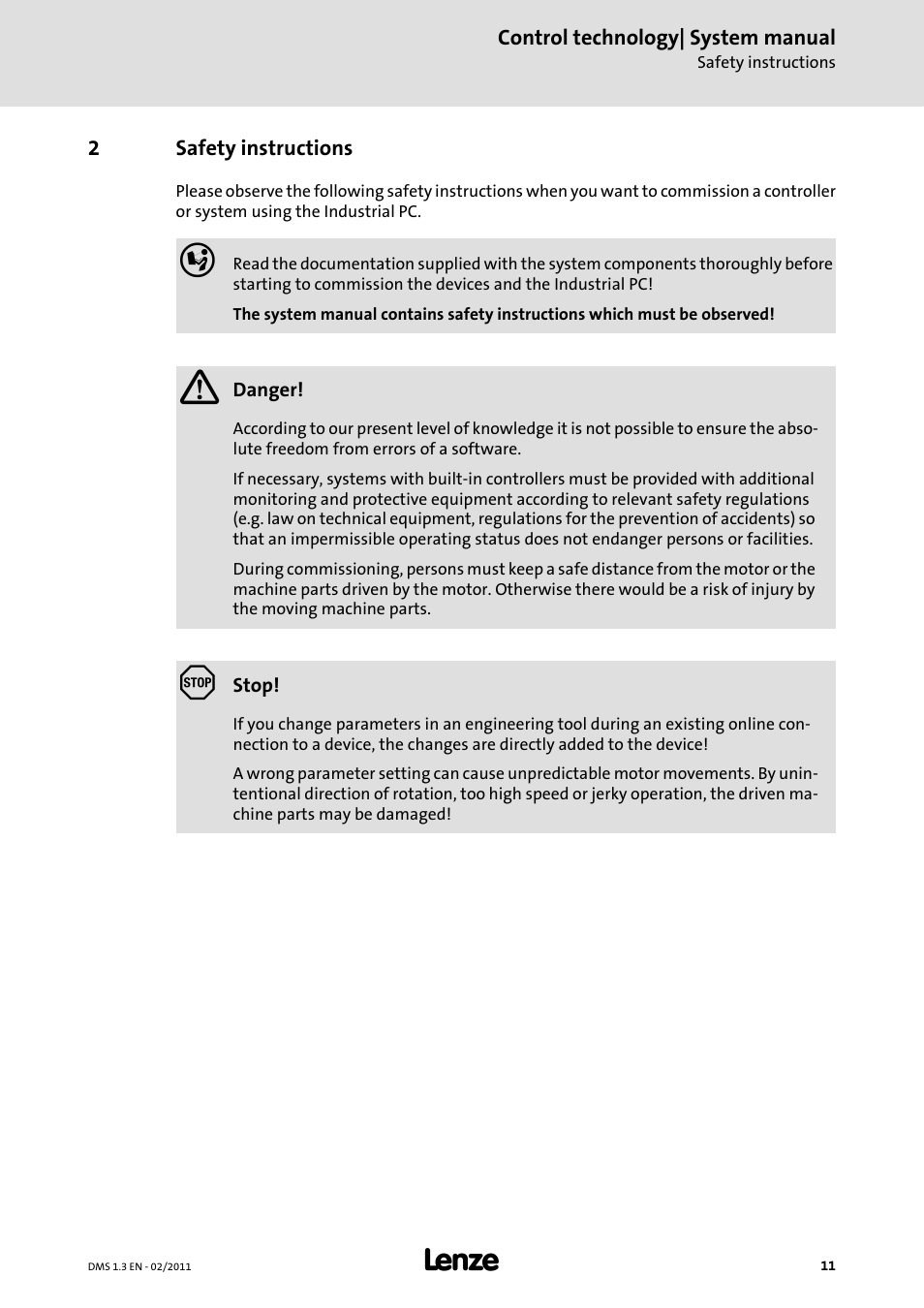 2 safety instructions, Safety instructions | Lenze PC-based automation User Manual | Page 11 / 60