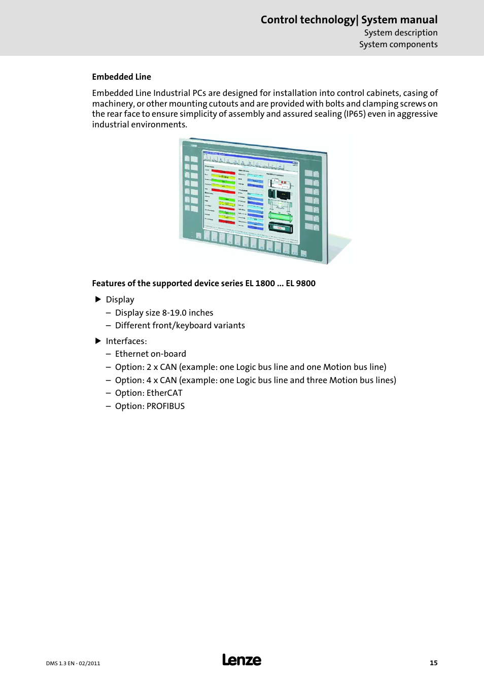 Embedded line | Lenze PC-based automation User Manual | Page 15 / 60