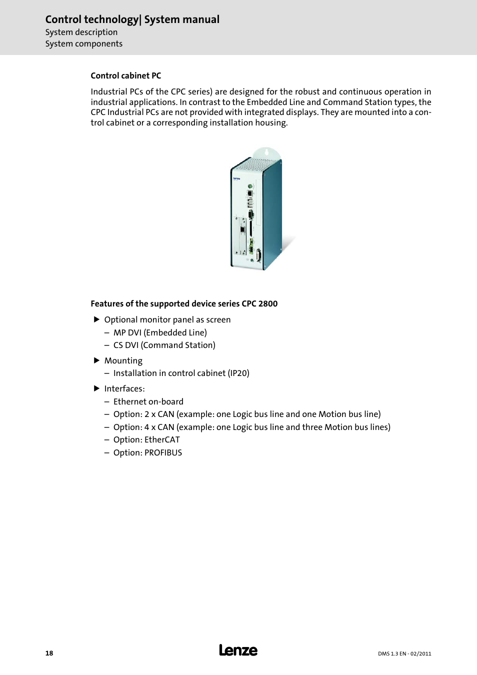 Control cabinet pc | Lenze PC-based automation User Manual | Page 18 / 60