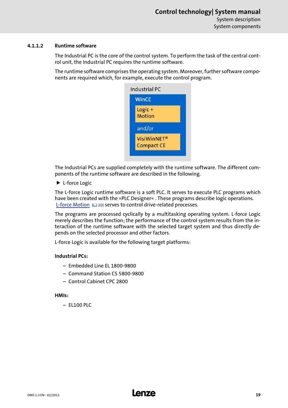 2 runtime software, Runtime software, Control technology| system manual | Lenze PC-based automation User Manual | Page 19 / 60