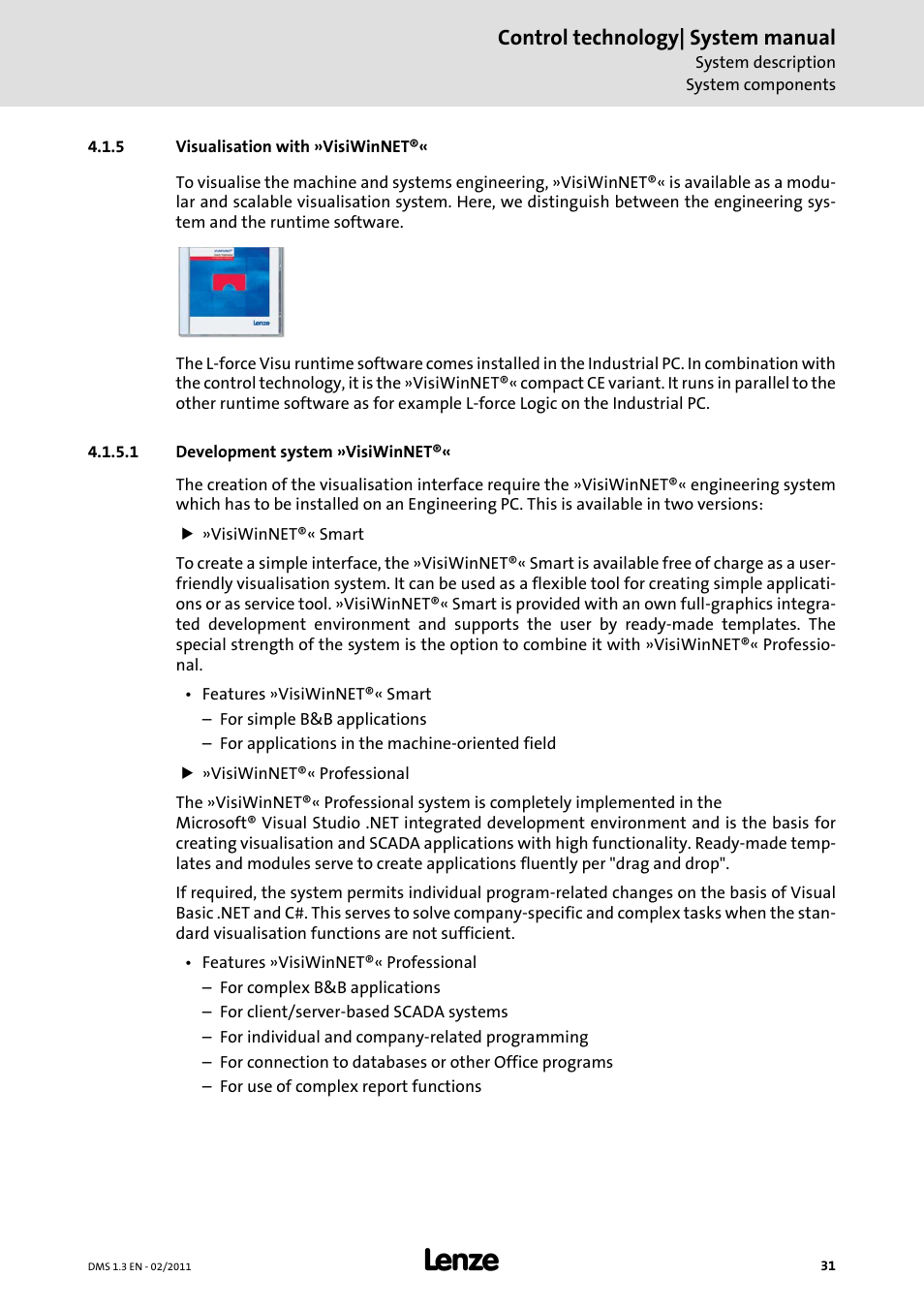 5 visualisation with »visiwinnet, 1 development system »visiwinnet, Development system »visiwinnet | Control technology| system manual | Lenze PC-based automation User Manual | Page 31 / 60