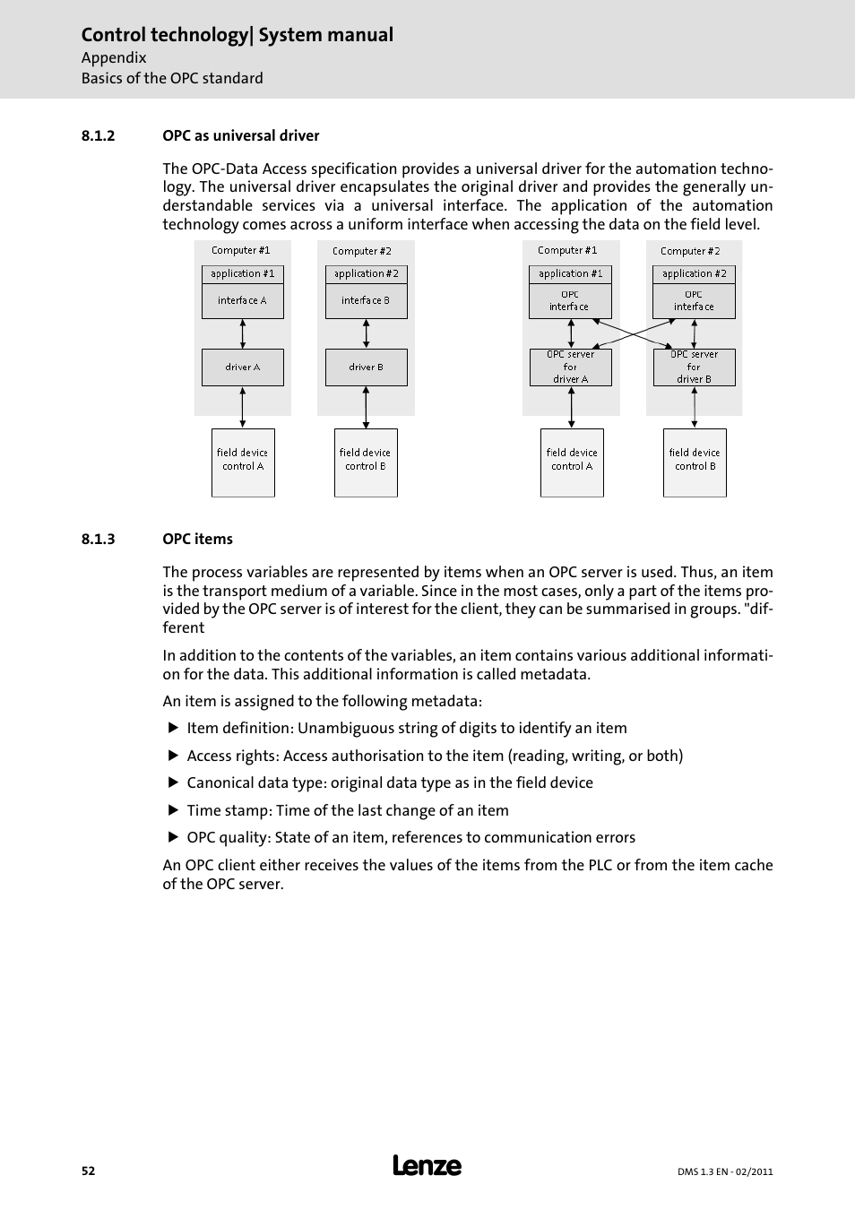 2 opc as universal driver, 3 opc items, Control technology| system manual | Lenze PC-based automation User Manual | Page 52 / 60