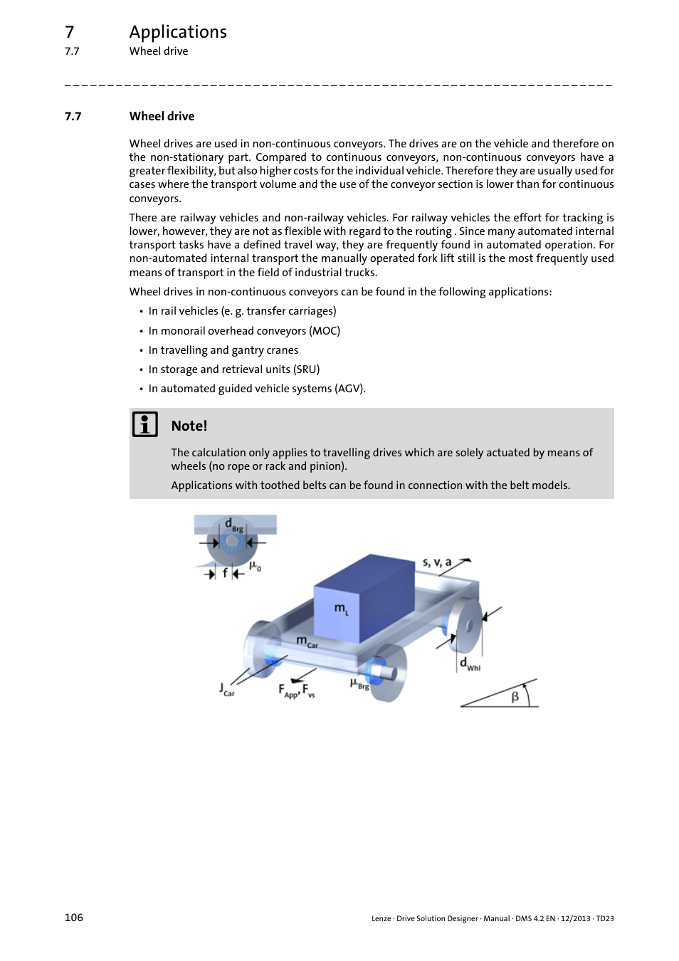 7 wheel drive, Wheel drive, 7applications | Lenze DSD User Manual | Page 106 / 496