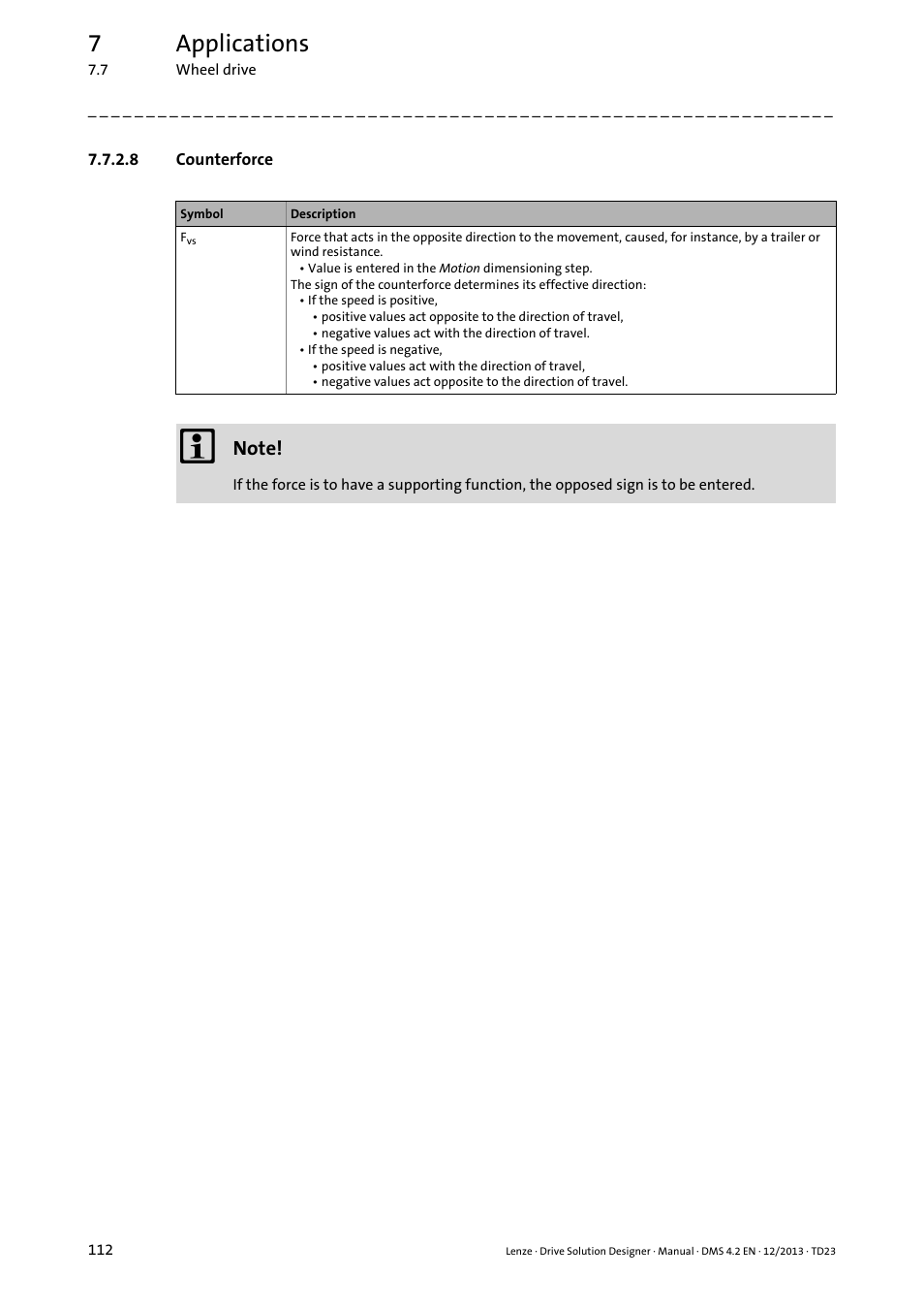 8 counterforce, 7applications | Lenze DSD User Manual | Page 112 / 496