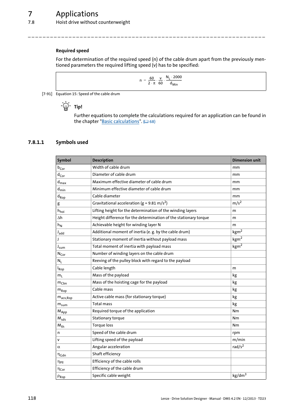 1 symbols used, 7applications | Lenze DSD User Manual | Page 118 / 496